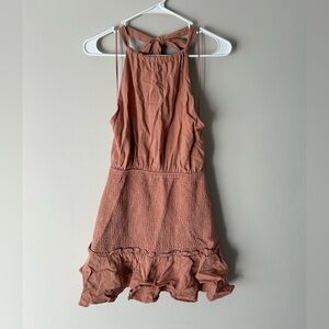 Lane 201 Rust Halter Dress with Ruffle Hem